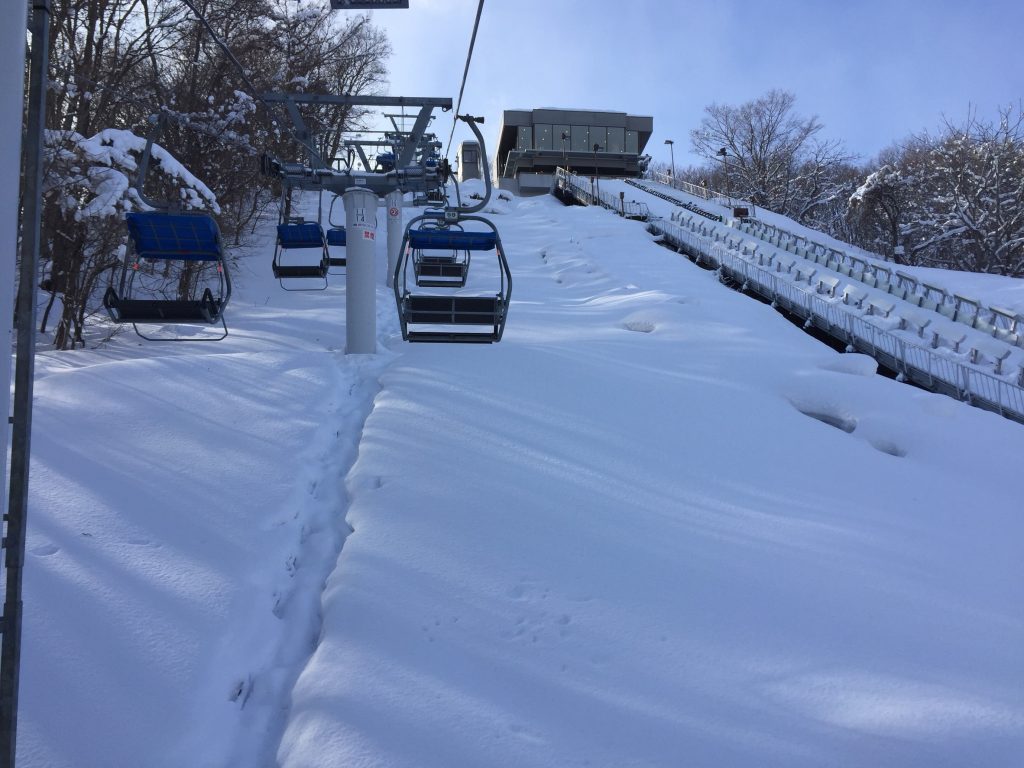 大倉山ジャンプ競技場のリフトからの景色
