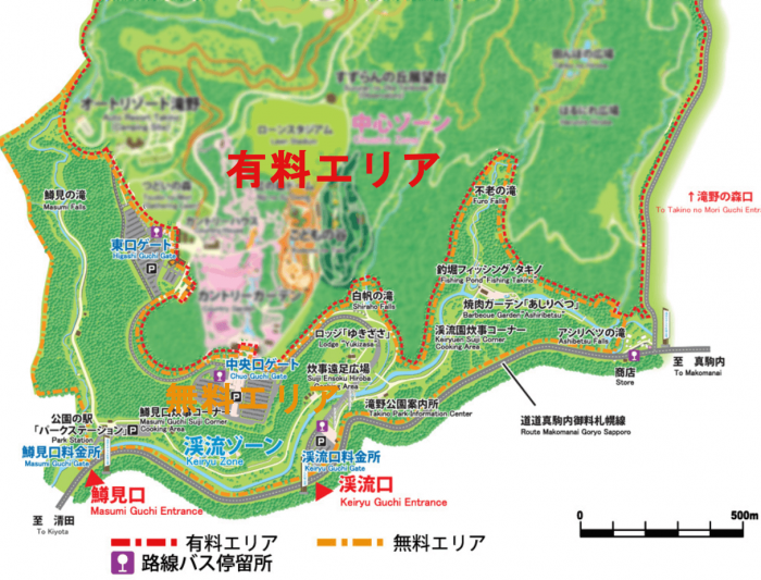 滝野公園のエリアマップ